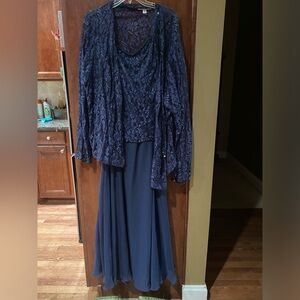 Roaman's Elegant Navy Lace Formal Dress